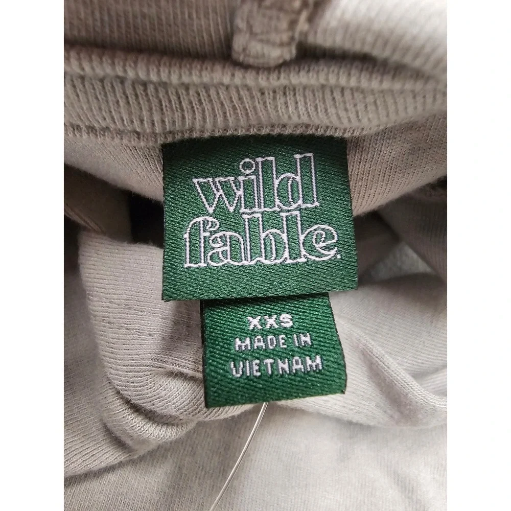 Wild Fable Gray Hooded Long Sleeve Top XXS Cotton Modal Stretch 331 11 9992 NWT - Picture 4 of 7